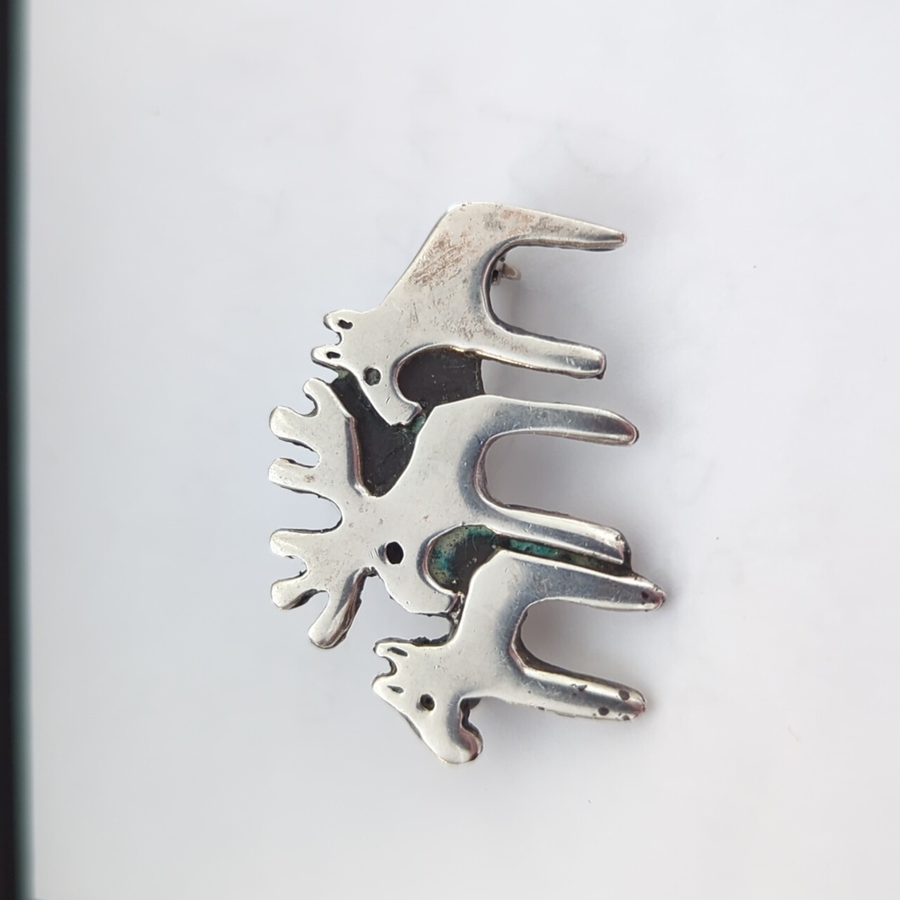 Sterling Silver Moose Reindeer Brooch Pin